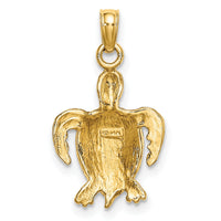 14K with White Rhodium Swimming Sea Turtle Charm-K9196