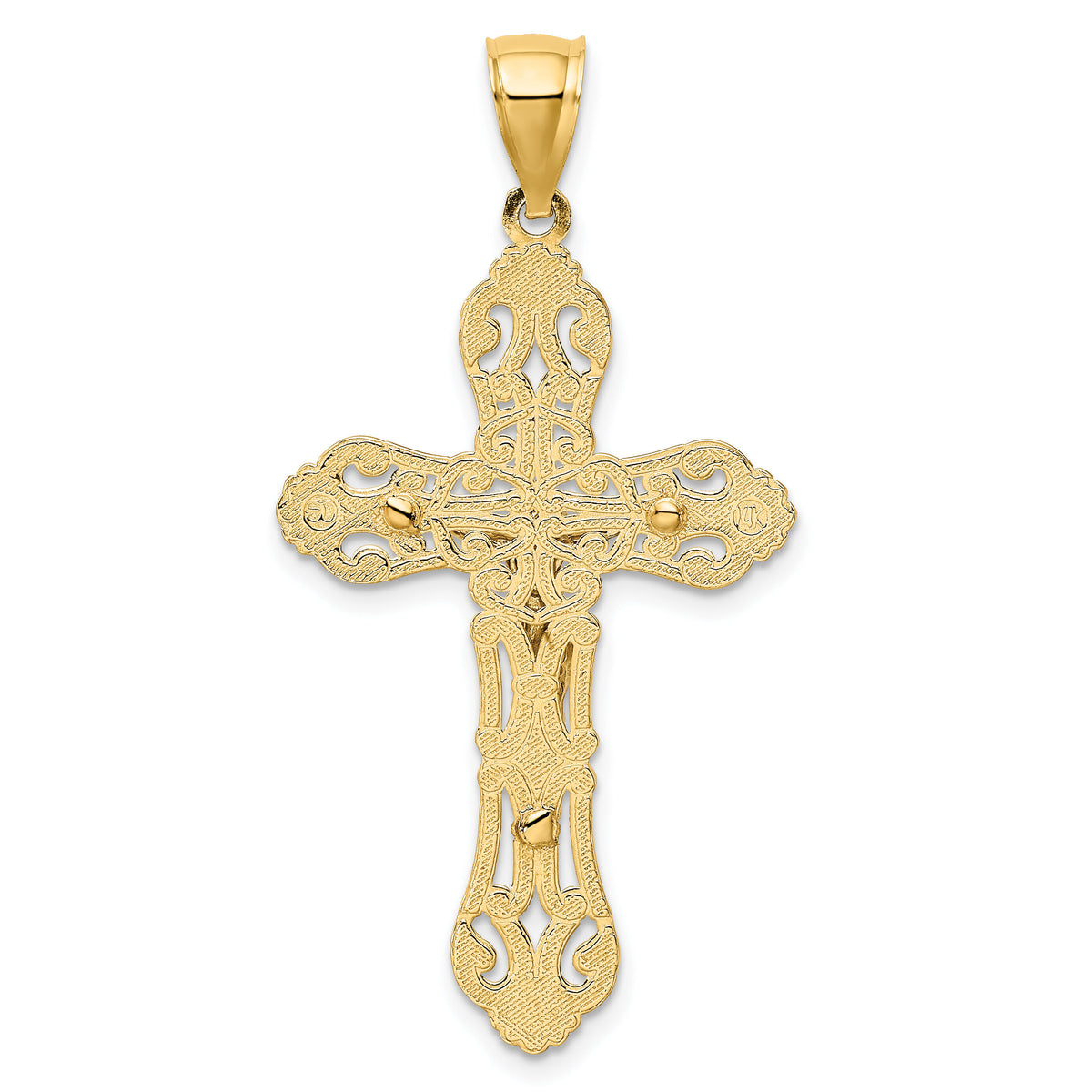 14K Two-tone Crucifix W/ Scrolled Tips Charm-K9199
