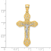 14K Two-tone Crucifix W/ Scrolled Tips Charm-K9199