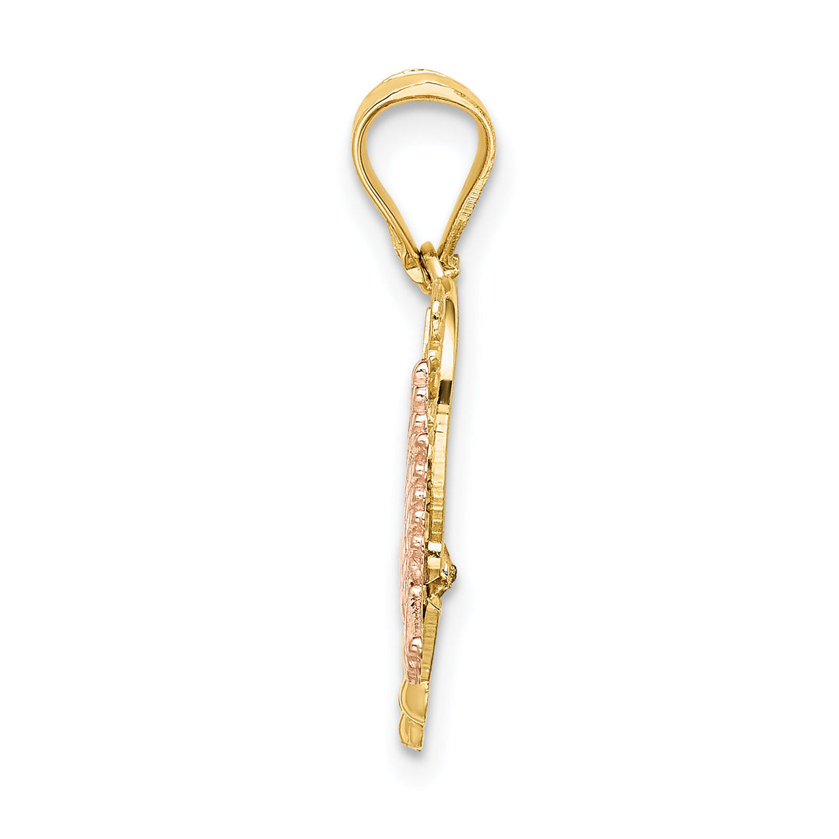 14k Two-tone w/White Rhodium MADRE Heart w/Doves Charm-K9200