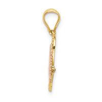 14k Two-tone w/White Rhodium MADRE Heart w/Doves Charm-K9200