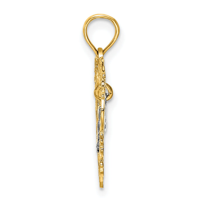14k Two-tone MOM Inside Heart Charm-K9201