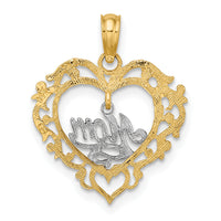 14k Two-tone MOM Inside Heart Charm-K9201
