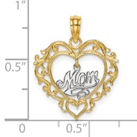 14k Two-tone MOM Inside Heart Charm-K9201
