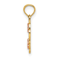 14k Two-Tone Diamond-cut #1 GOD MOTHER In Heart Charm-K9203