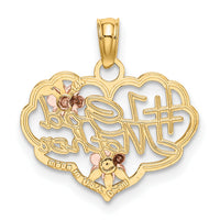 14k Two-Tone Diamond-cut #1 GOD MOTHER In Heart Charm-K9203
