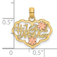14k Two-Tone Diamond-cut #1 GOD MOTHER In Heart Charm-K9203