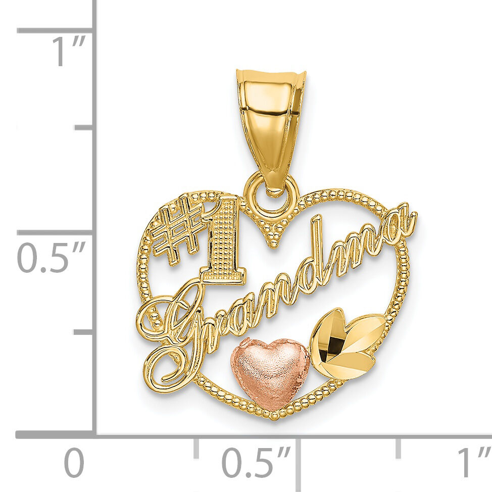 14k Two-Tone #1 GRANDMA In Heart Frame Charm-K9204