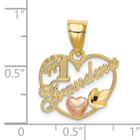 14k Two-Tone #1 GRANDMA In Heart Frame Charm-K9204