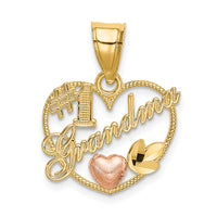 14k Two-Tone #1 GRANDMA In Heart Frame Charm-K9204