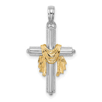 14K Two-Tone Cross w/ Drape Charm-K9205