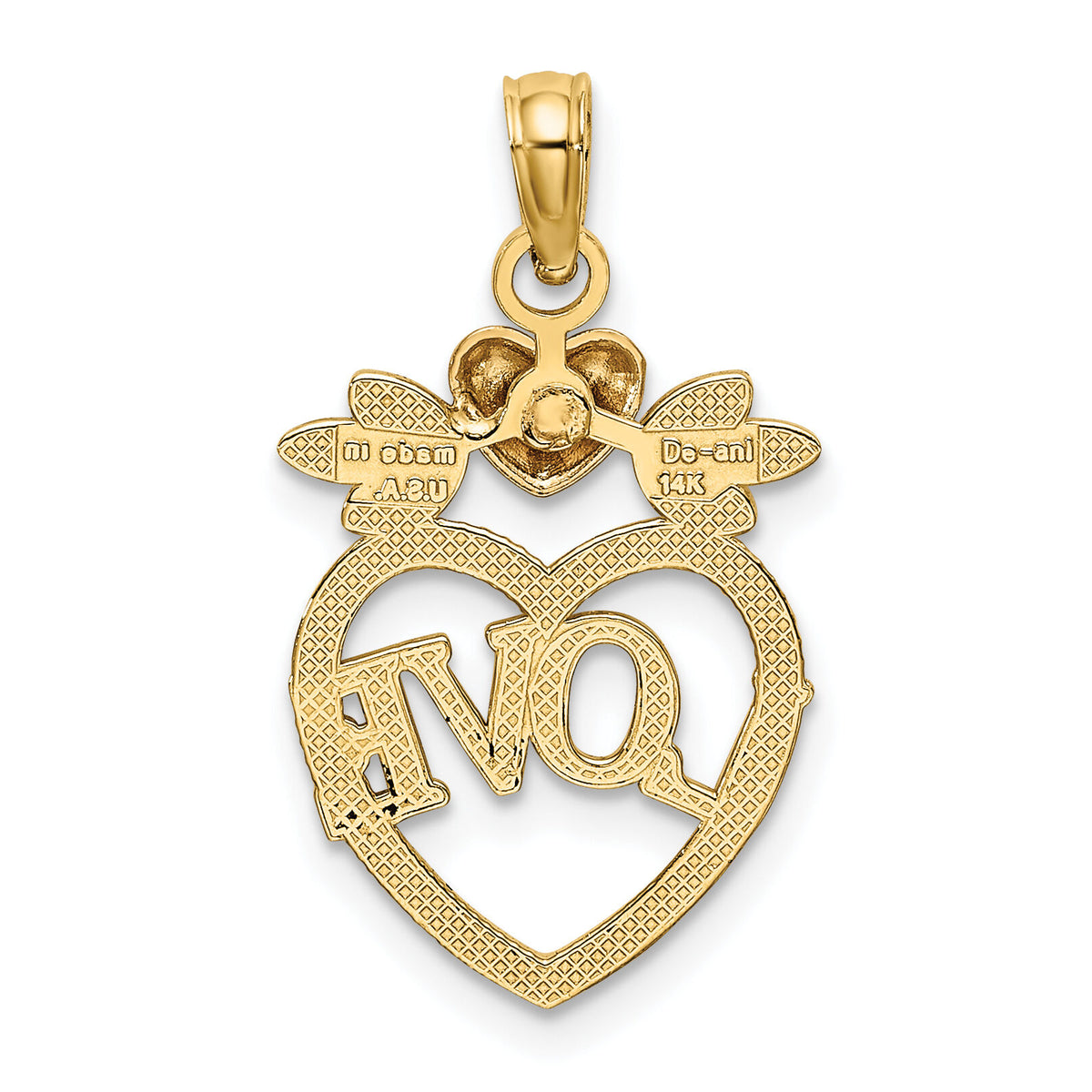 14k Two-Tone w/ White Rhodium LOVE Inside Heart Pendant-K9206