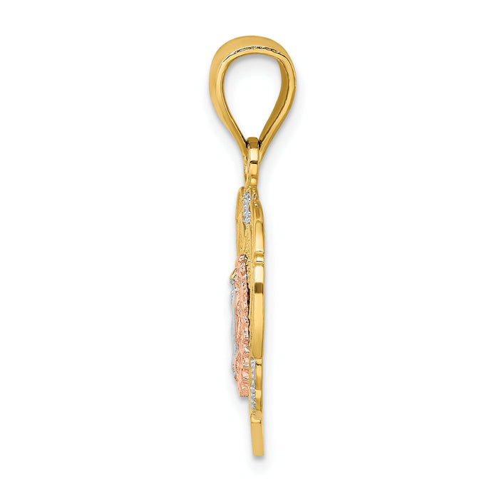 14KTwo-tone w/White Rhodium Guadalupe In Heart Charm-K9207