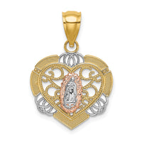 14KTwo-tone w/White Rhodium Guadalupe In Heart Charm-K9207