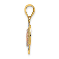 14K Two-tone w/White Rhod Praying Hands and Cross Heart Charm-K9208