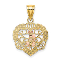 14K Two-tone w/White Rhod Praying Hands and Cross Heart Charm-K9208