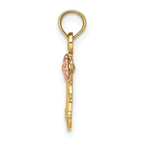 14k Two-Tone Textured Scroll w/ Flower MOM Charm-K9209