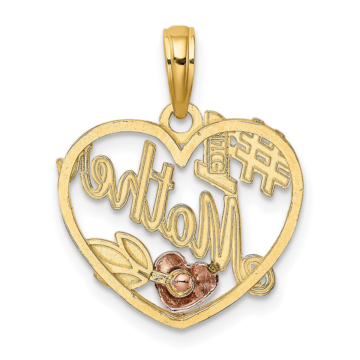 14k Two-Tone Heart w/ #1 MOTHER Charm-K9211