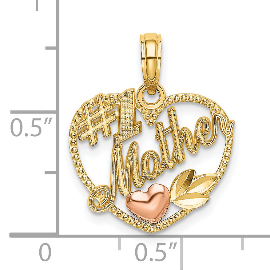 14k Two-Tone Heart w/ #1 MOTHER Charm-K9211