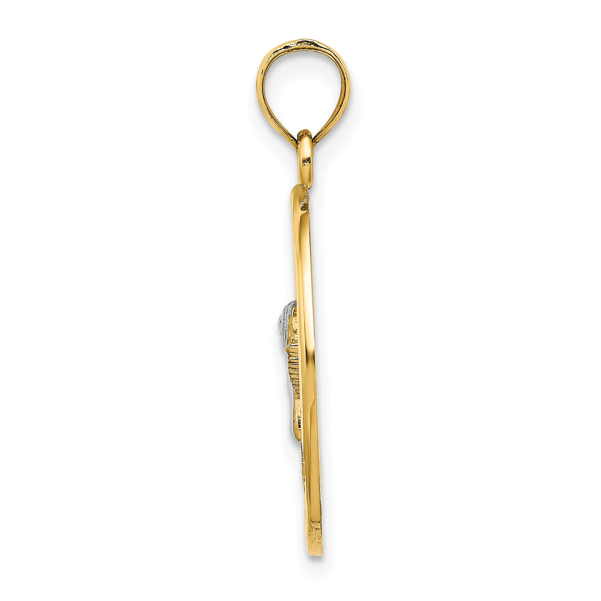 14K w/Rhodium Oval Cherub W/ Heart Charm-K9213