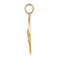 14K w/Rhodium Oval Cherub W/ Heart Charm-K9213