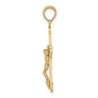 14K Two-tone Engraved Crucifix Charm-K9215