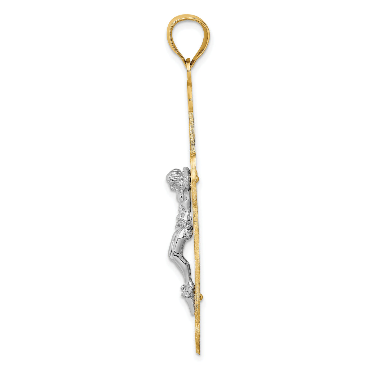 14K Two-tone Engraved Crucifix Charm-K9217