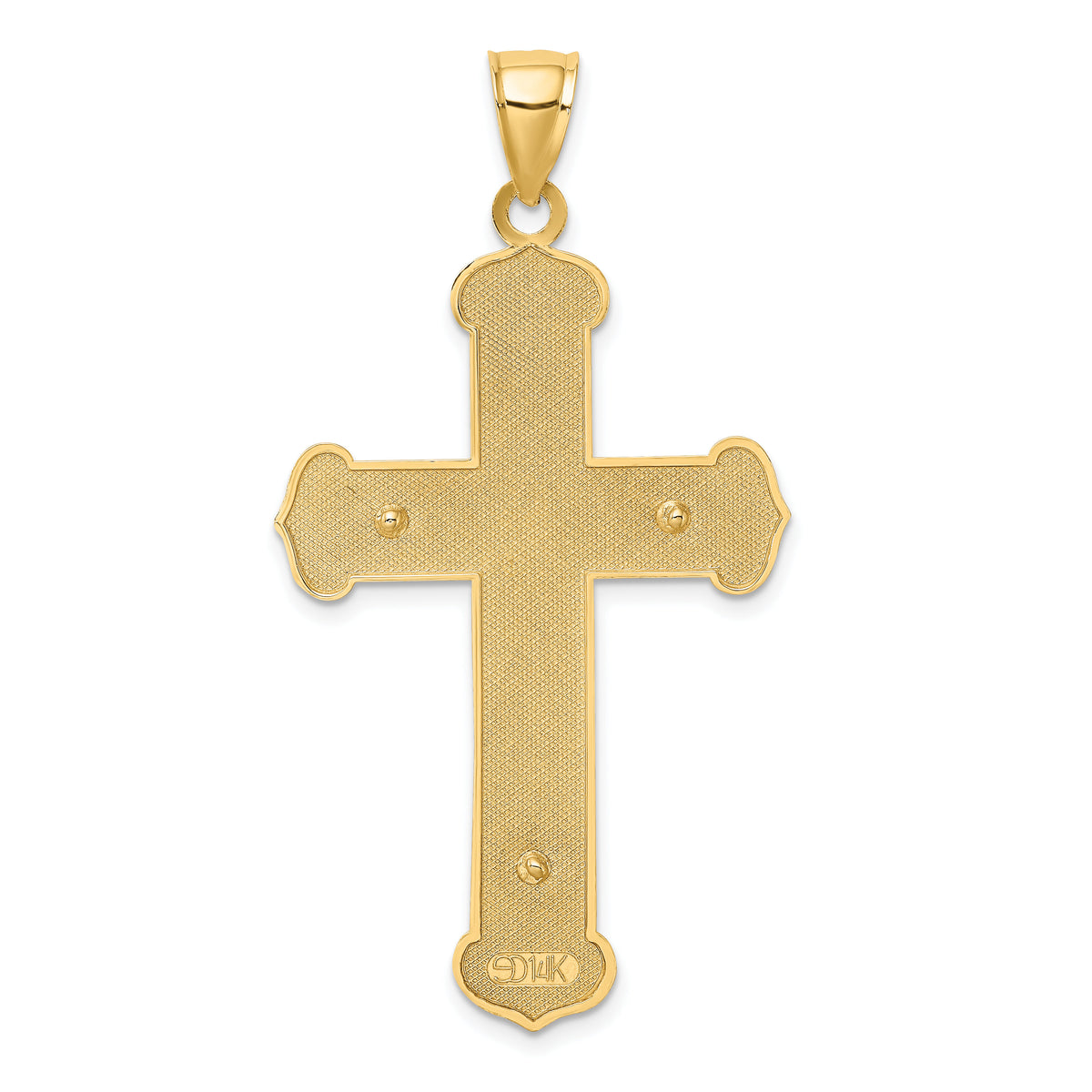 14K Two-tone Engraved Crucifix Charm-K9217