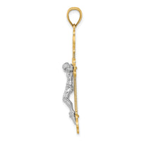 14k Two-Tone Engraved Crucifix Charm-K9220