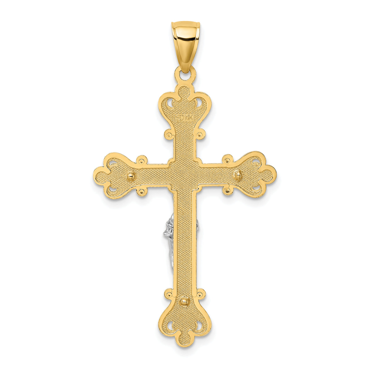 14k Two-Tone Engraved Crucifix Charm-K9220
