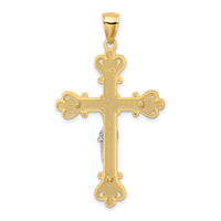14k Two-Tone Engraved Crucifix Charm-K9220