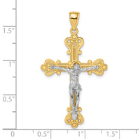 14k Two-Tone Engraved Crucifix Charm-K9220