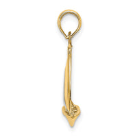 14K w/ Rhodium 3-D Polished Sailboat Charm-K9221