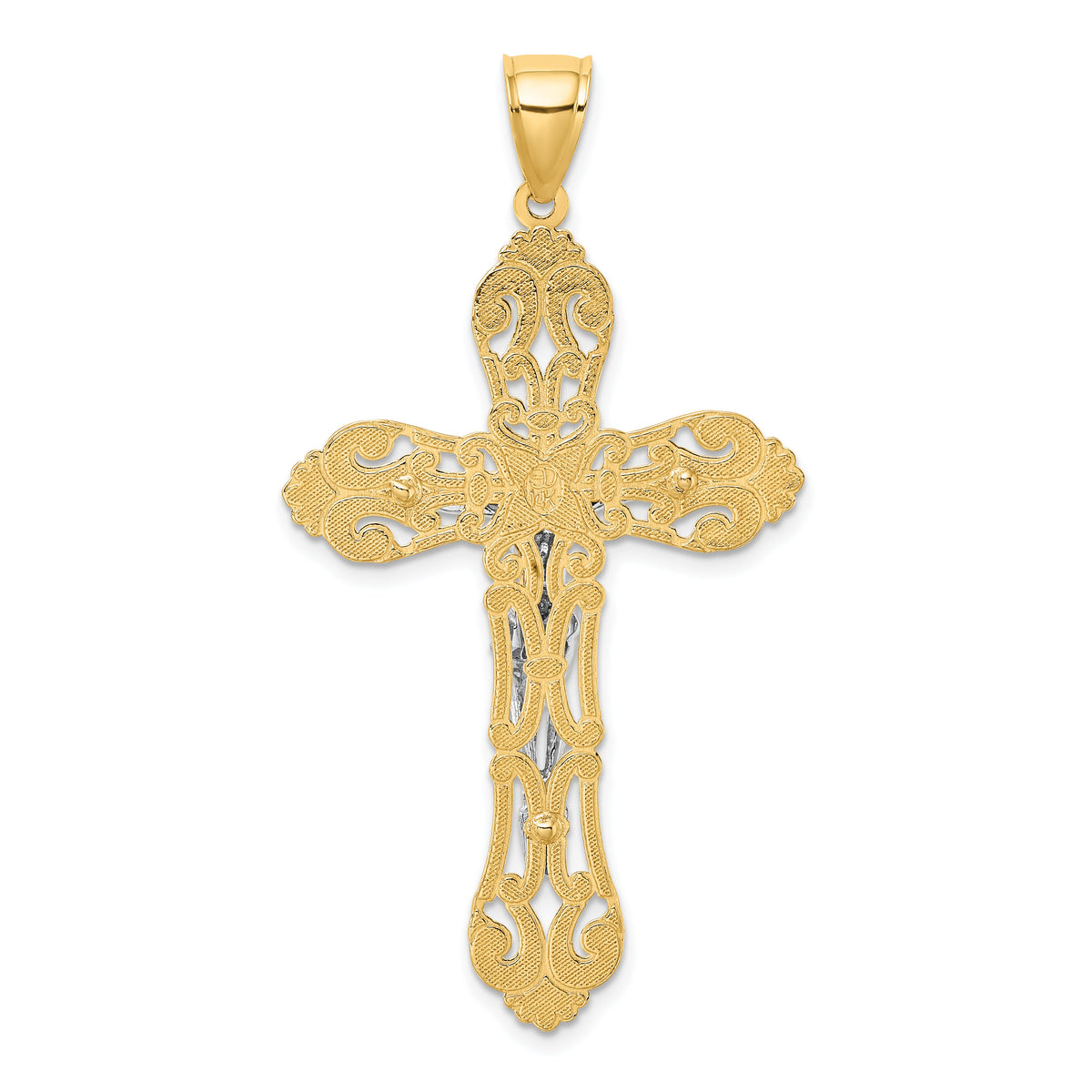 14K Two-tone Crucifix Charm-K9224