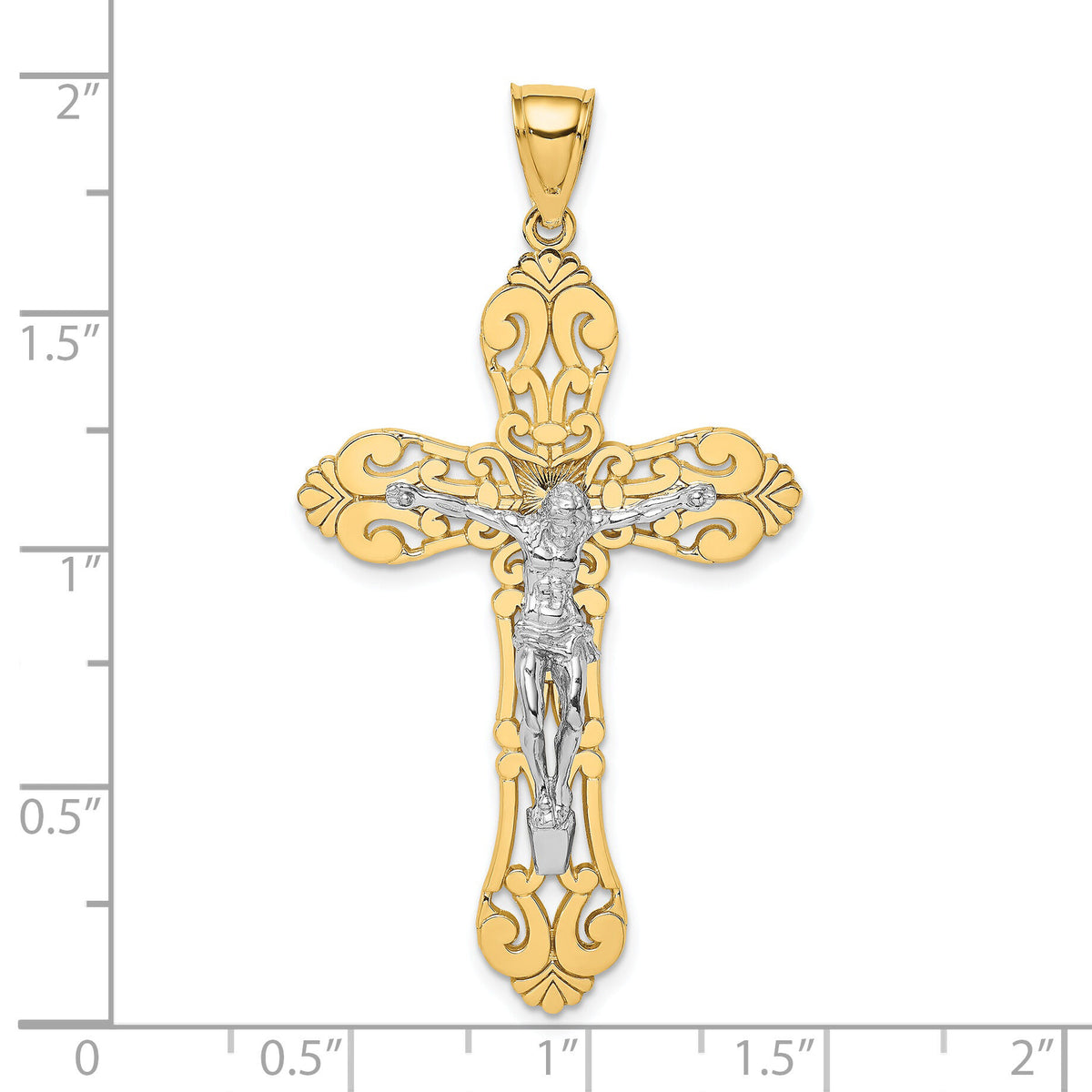 14K Two-tone Crucifix Charm-K9224