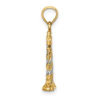 14K W/Rhodium 3-D Lighthouse Charm-K9225