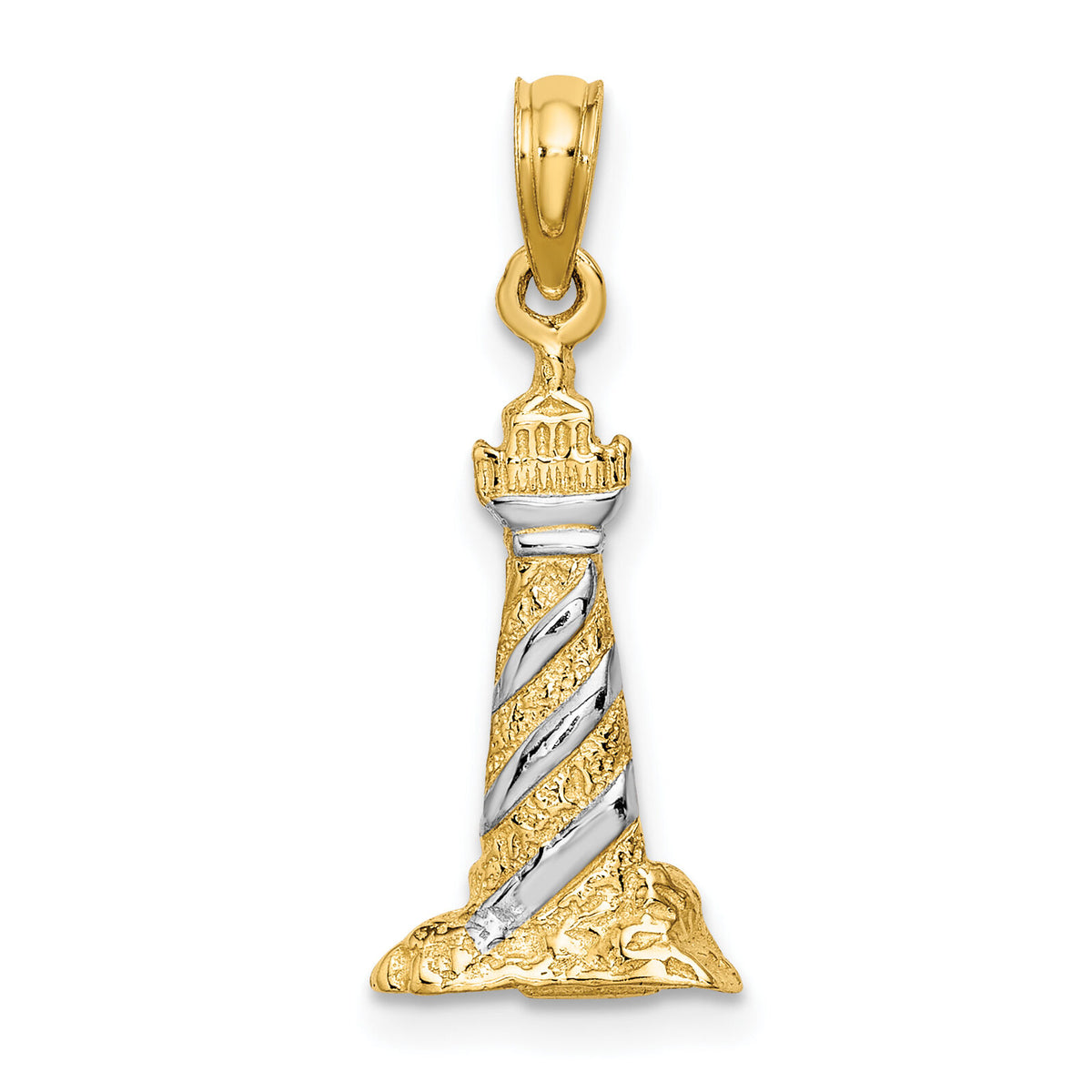 14K W/Rhodium 3-D Lighthouse Charm-K9225