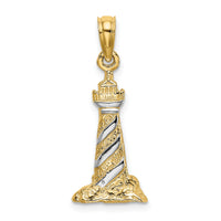 14K W/Rhodium 3-D Lighthouse Charm-K9225