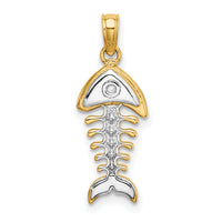 14K w/Rhodium 3-D Fishbone Charm-K9230