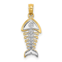 14K w/Rhodium 3-D Fishbone Charm-K9230