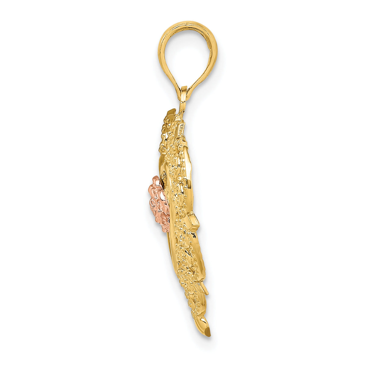 14k Rose and Yellow Gold Flower and Heart Charm-K9232