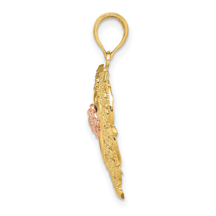 14k Rose and Yellow Gold Flower and Heart Charm-K9232