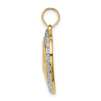 14k w/ Rhodium Textured #1 MOM In Heart Charm-K9234
