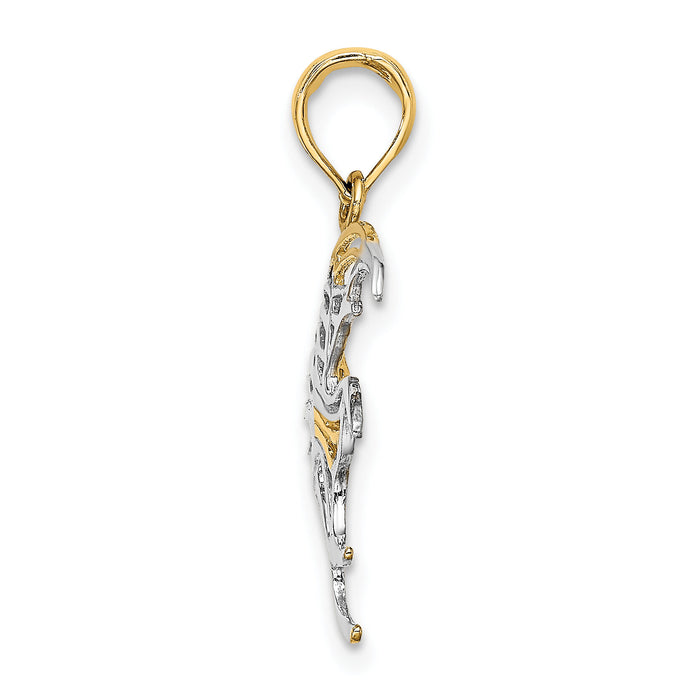 14k w/ Rhodium Cut-Out Angelfish Charm-K9235