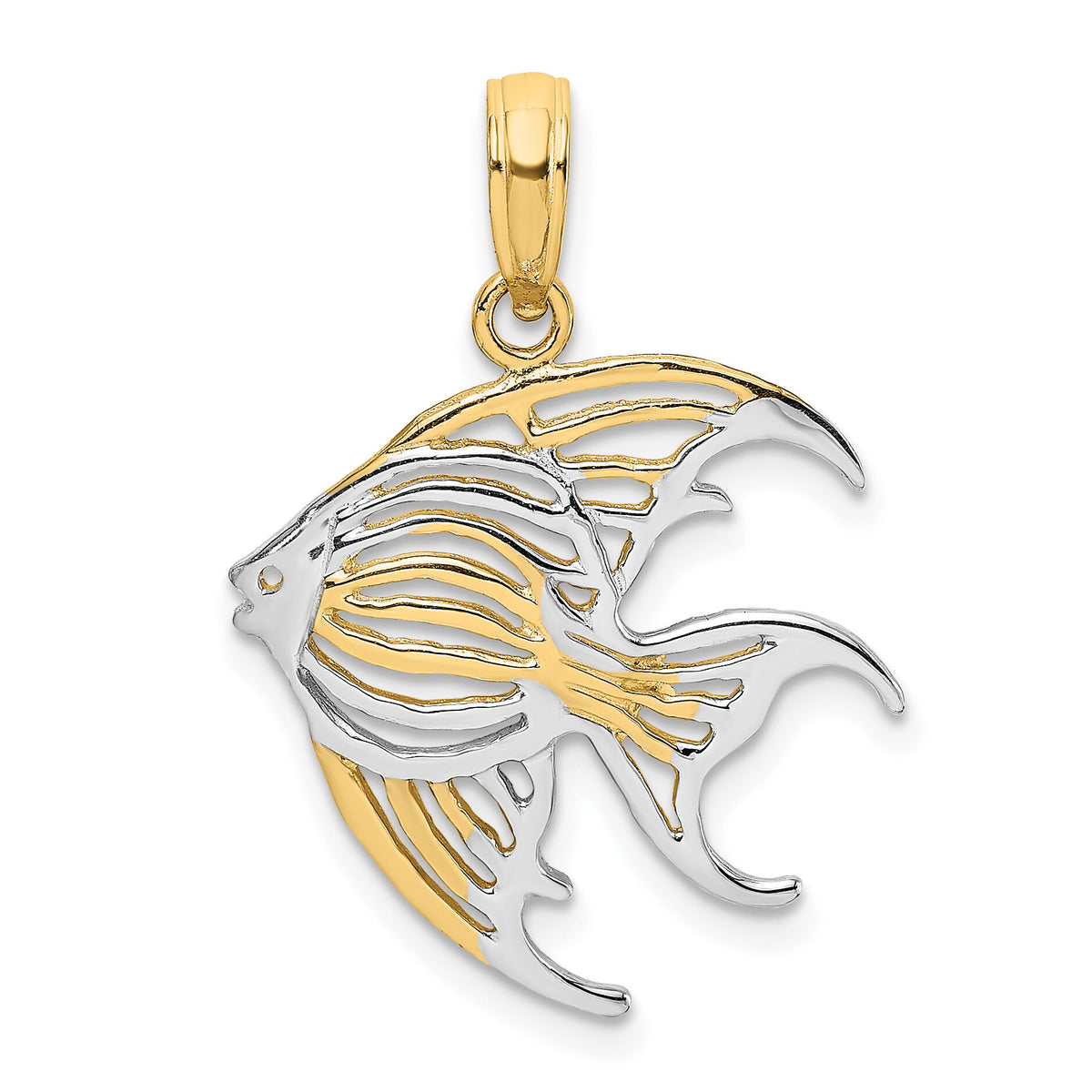 14k w/ Rhodium Cut-Out Angelfish Charm-K9235