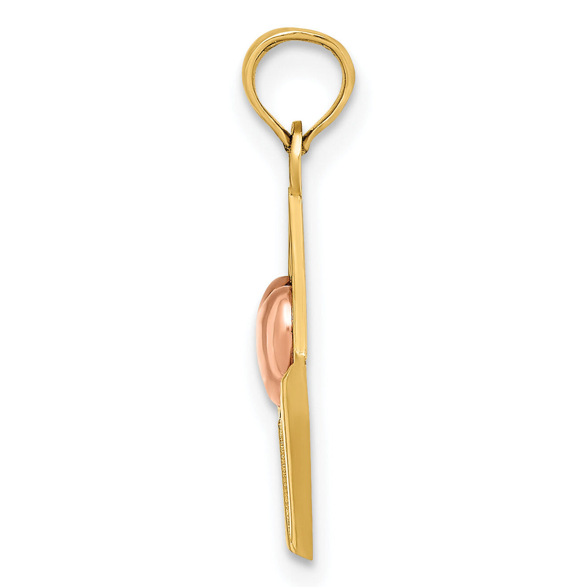 14k Rose and Yellow Gold 3-D XOXO Envelope Heart Charm-K9238