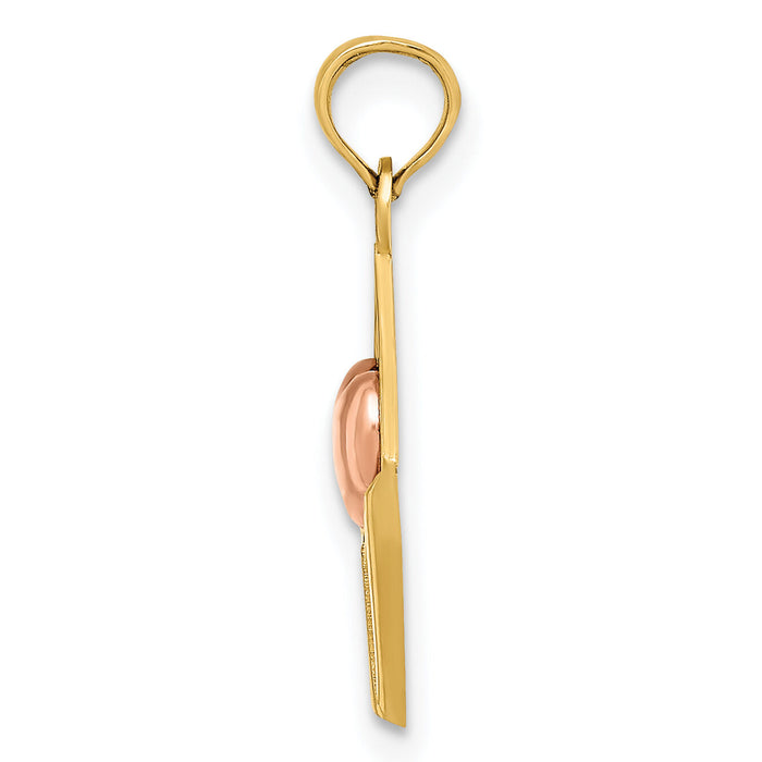 14k Rose and Yellow Gold 3-D XOXO Envelope Heart Charm-K9238