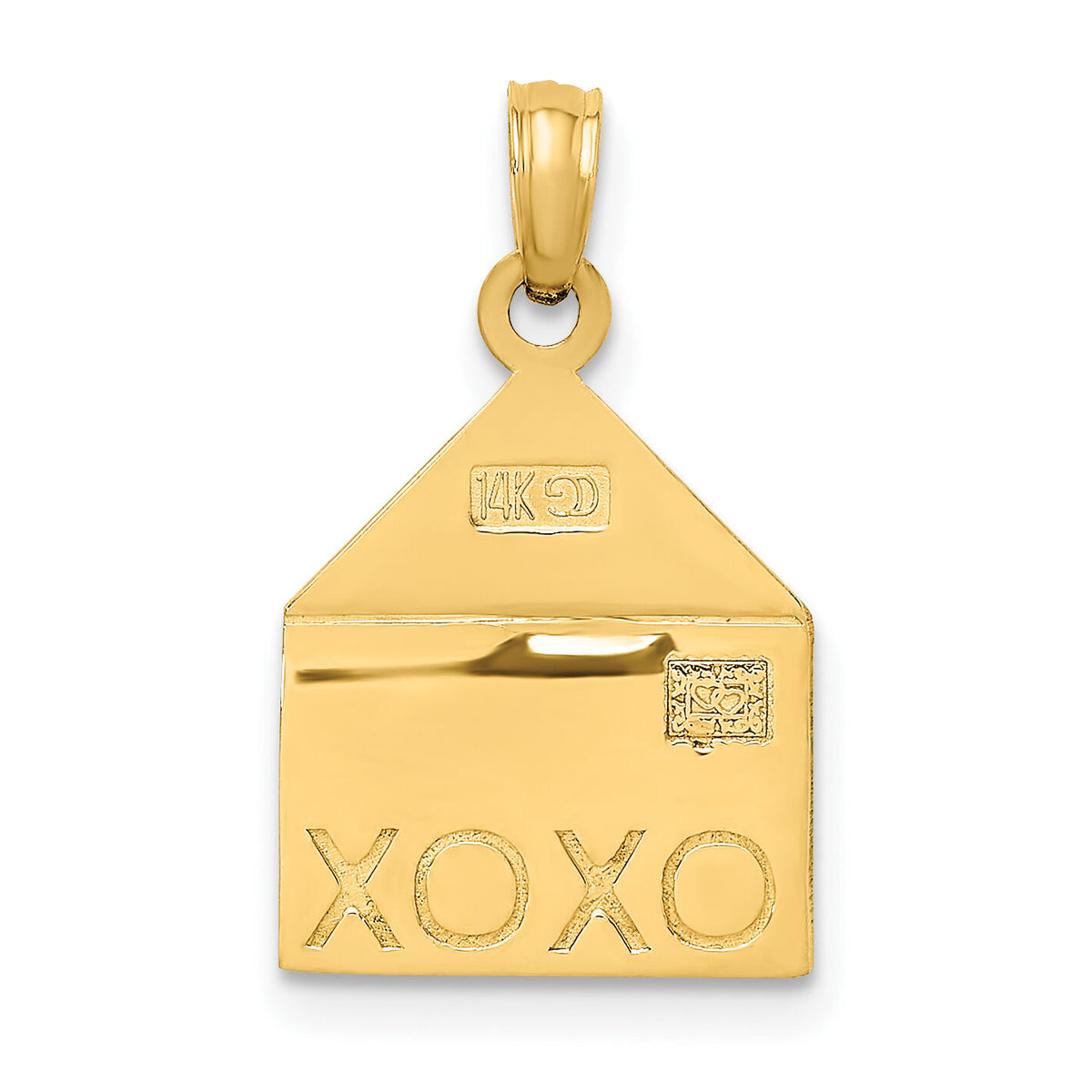 14k Rose and Yellow Gold 3-D XOXO Envelope Heart Charm-K9238