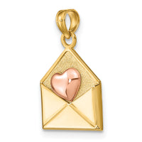 14k Rose and Yellow Gold 3-D XOXO Envelope Heart Charm-K9238
