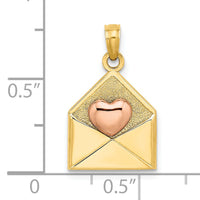 14k Rose and Yellow Gold 3-D XOXO Envelope Heart Charm-K9238